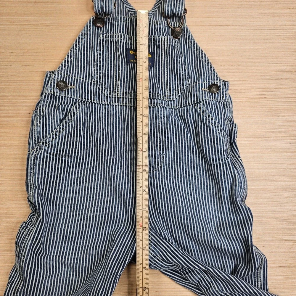 OshKosh B'gosh Hickory Stripe Vestbak Overalls Kids 18M Blue Denim